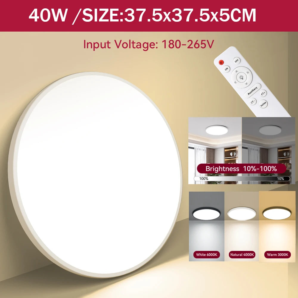 Lampe LED intelligente moderne blanc ronde télécommande fonction nuit dimmable réglage couleur sélection luminosité