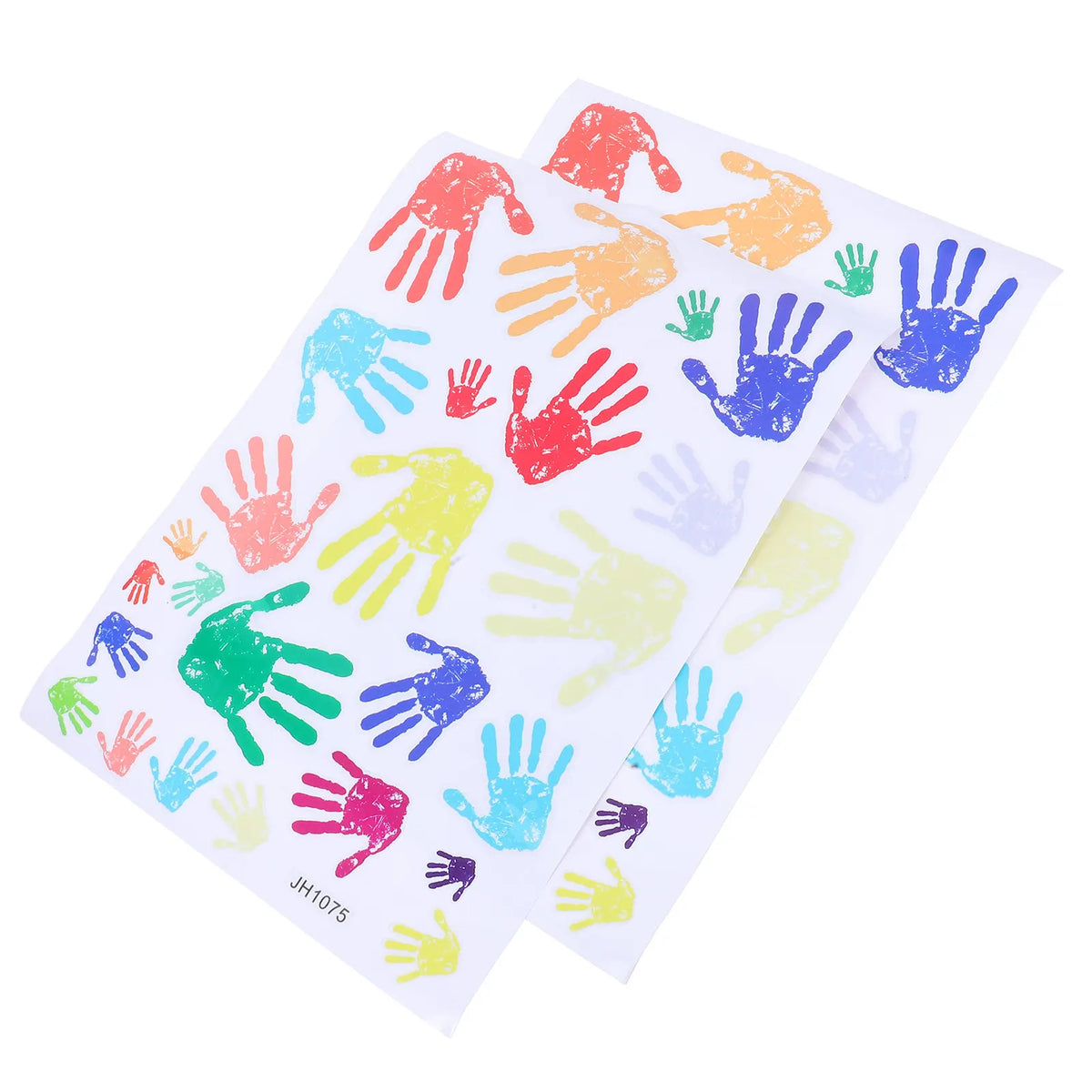 sticker mural empreintes mains couleur vives décoration enfantine chambre adhésif réversible dimension 35x25cm