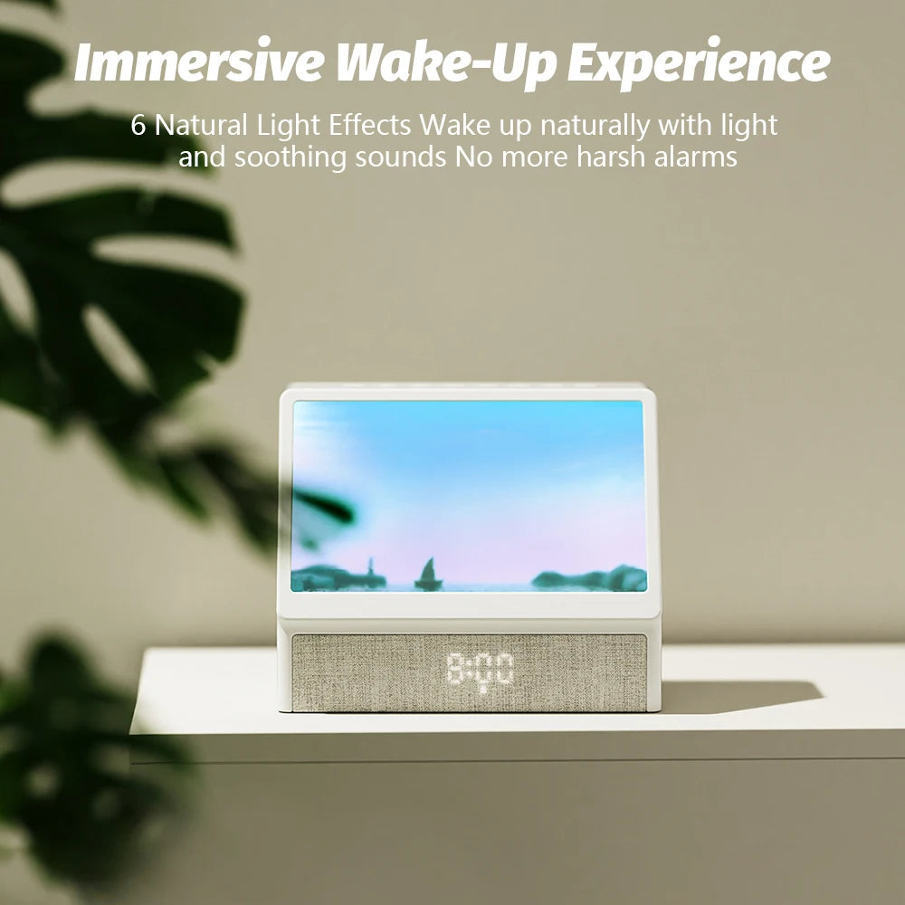 lampe d'éveil moderne sons apaisants télécommande câble usb blanc gris