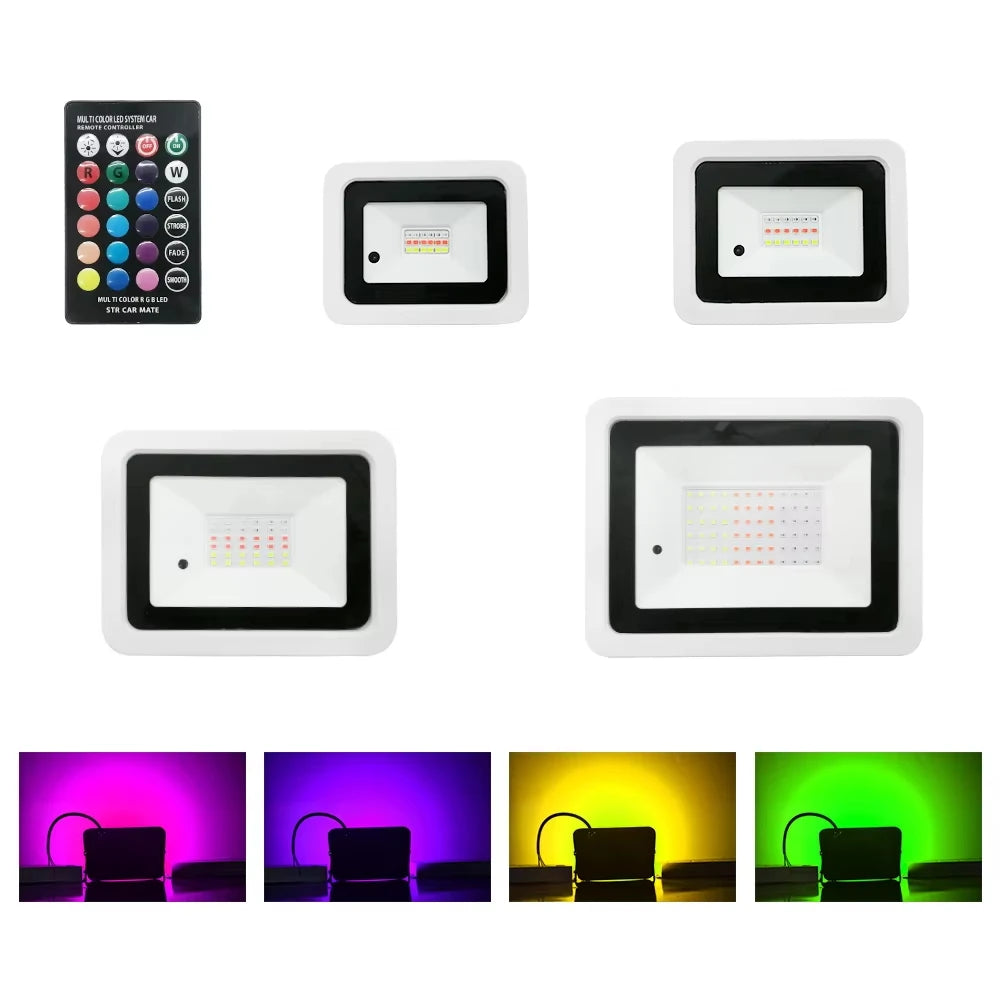 projecteur led rgb blanc noir moderne télécommande clips rotatifs certification ip68 vde ul rohs