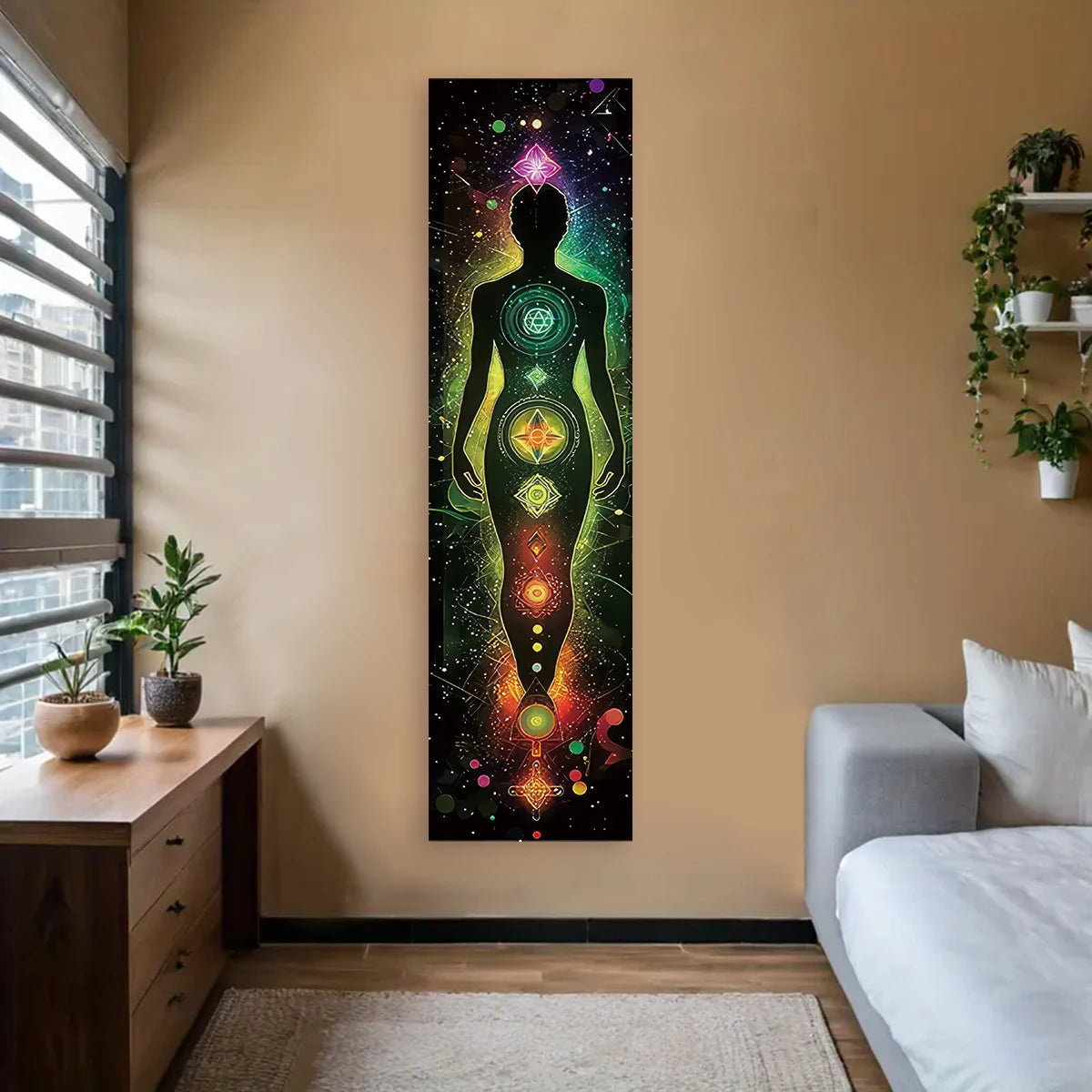 tableau mural multicolore mandala symboles religieux spirituel opaque sans fixation 150cm 40cm
