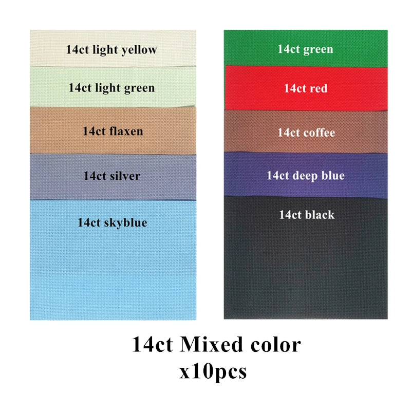 toiles broderie coton 14ct 16ct 18ct 28ct multicolore pack 10 pièces pastorales