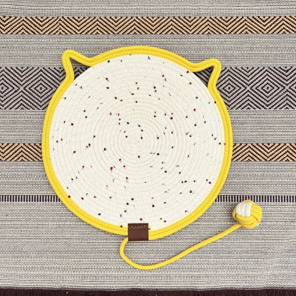 tapis chats blanc rouge rose jaune violet tissé points noirs moderne oreilles chat anneau