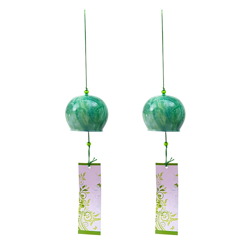 mobiles vent japonais verre transparent poissons chats décor extérieur rouge vert bleu blanc