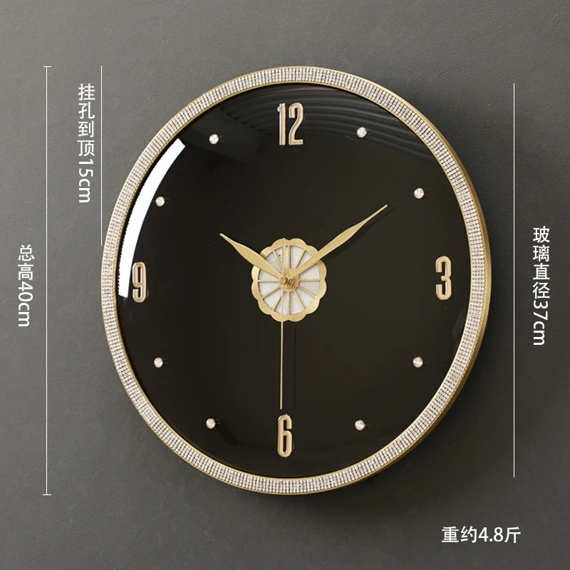 horloge murale moderne or blanc cadran marbré aiguille salon étude