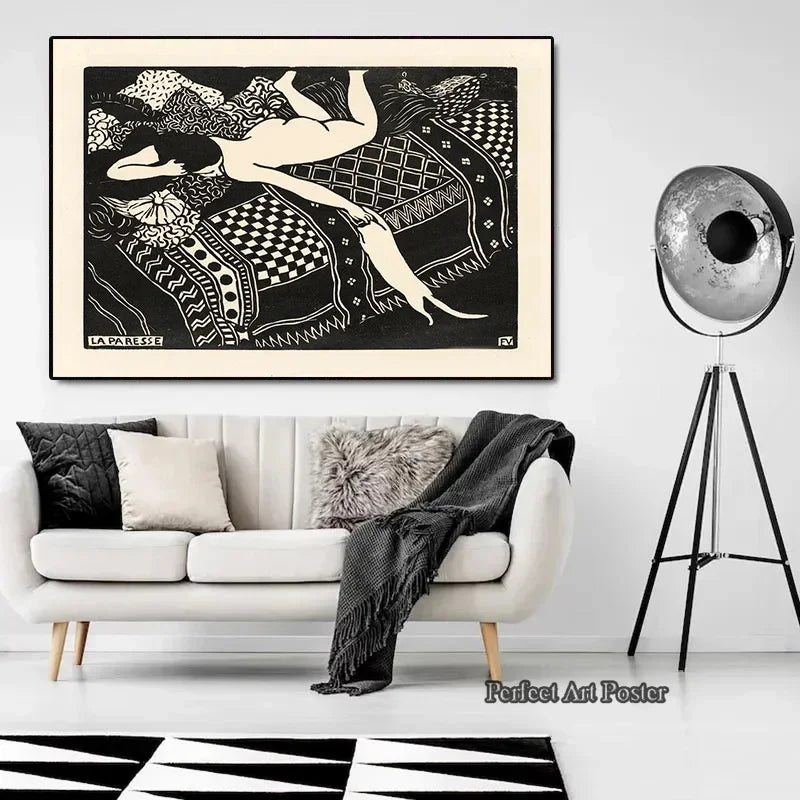affiche murale noir blanc abstraite art moderne posters impression toile sans cadre decoration mur