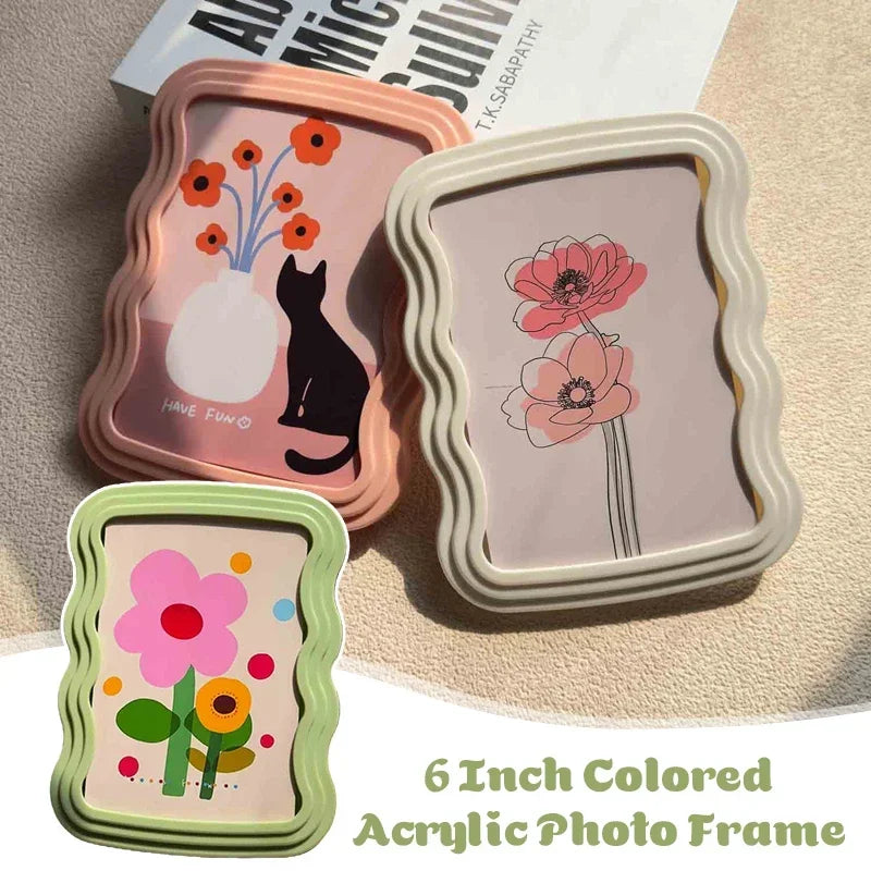 cadres photo modernes motifs floraux chats couleur vert rose blanc deco