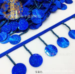 ruban decoratif sequins brillants fleurs artificielles bleu rouge noir or rose 10 yards opacite