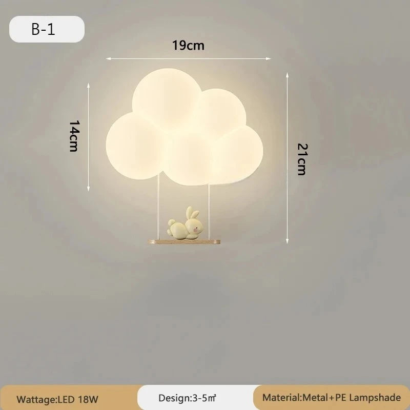 appliques murales decoratives lumiere led nuages animaux blanc moderne chambre enfants