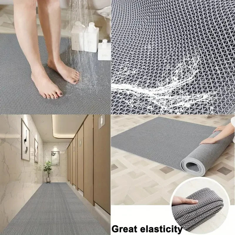 tapis sol pvc gris moderne maille fine antidérapant imperméable cuisine salle bain