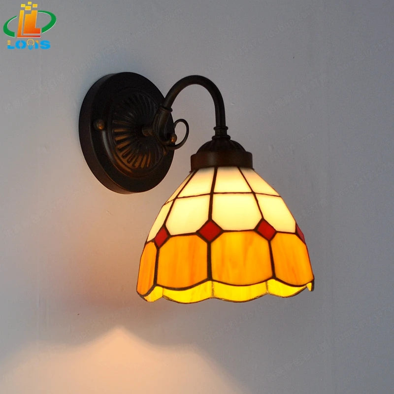 lampe murale tiffany géométrique marron jaune blanc rouge éclairage quotidien chambre cuisine 220v 110v
