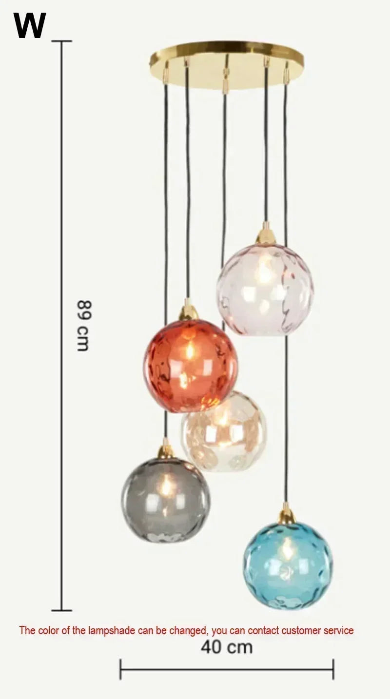 Suspension lumineuse moderne rose gris bleu ampoules intégrées texture granulée chambre salon