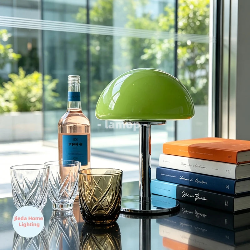 lampe poser moderne jaune blanc contemporain interrupteur tactile verre fer alimentation usb