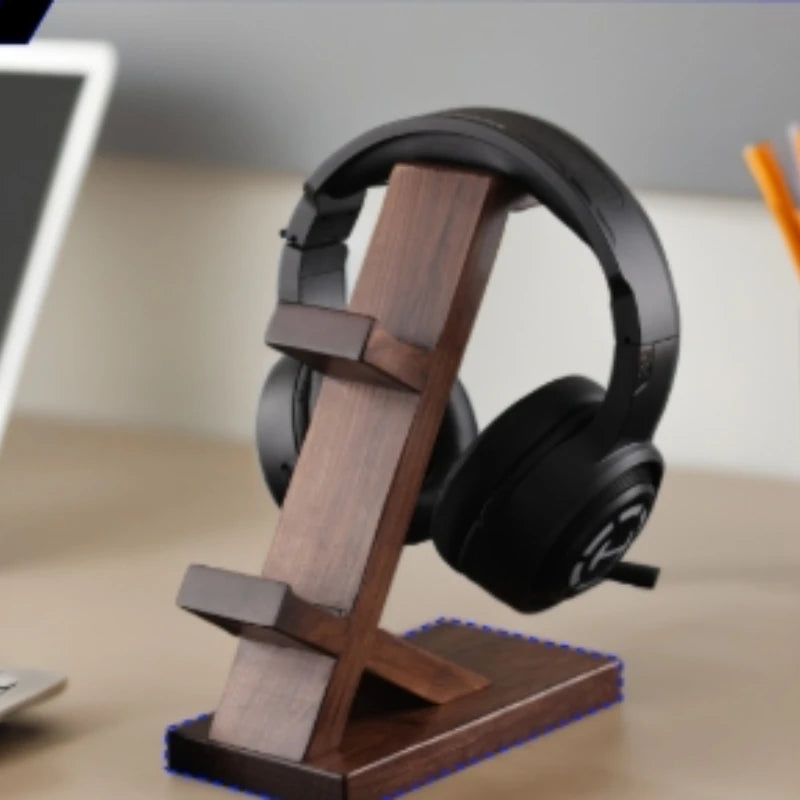 support jeu bois noir manettes casque rangement moderne chambre salon