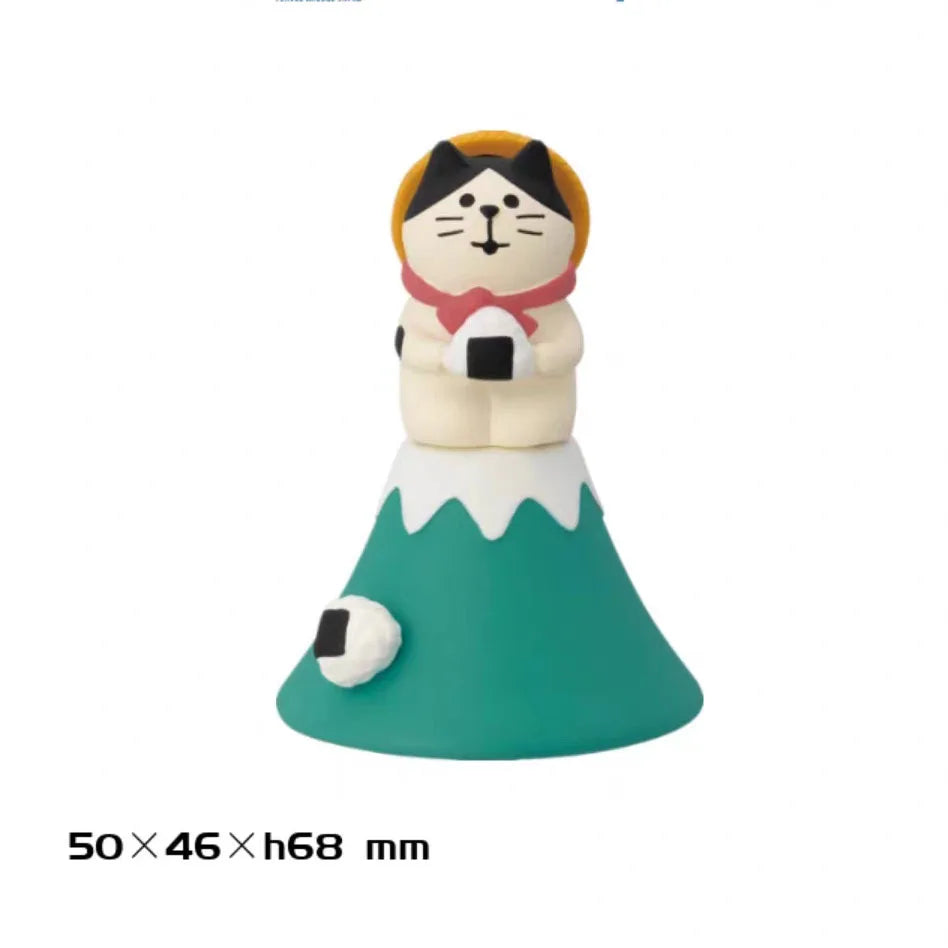 statuettes chats kawaii motifs japonais chapeaux bandoulières résine mignonne collectionnable