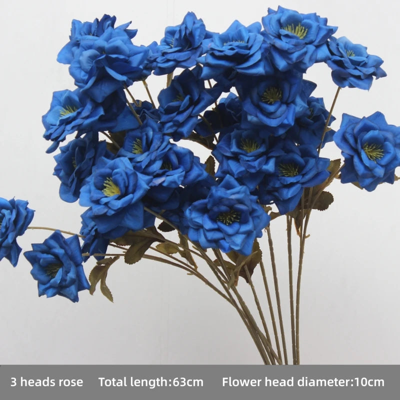 décoration événement artificielle fleurs bleu royal soie feuilles bouquets hybride ornement festifsintérieur