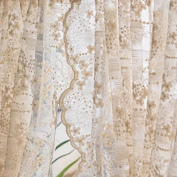 rideau tulle brodé fleur transparent classique maison chambre coucher