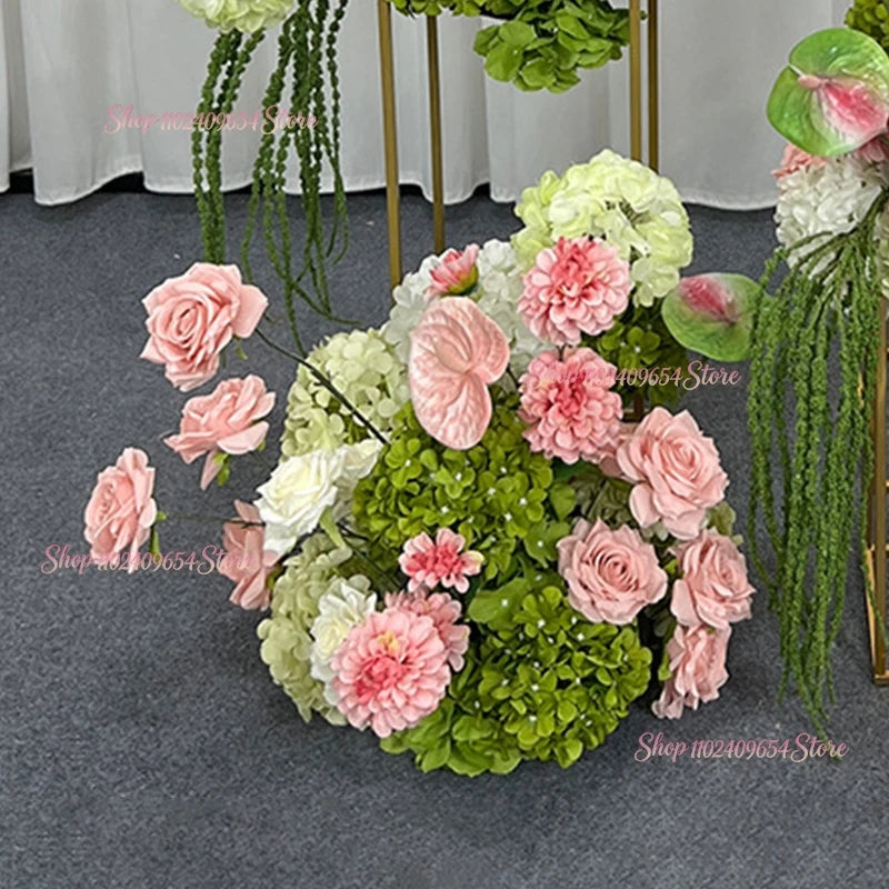 Architectures décoration florales artificielles blanches roses vertes romantiques occasionnelleextérieur mariage anniversaire
