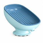 support savon moderne plastique gris rose bleu égouttoir éponge savonnette posable suction