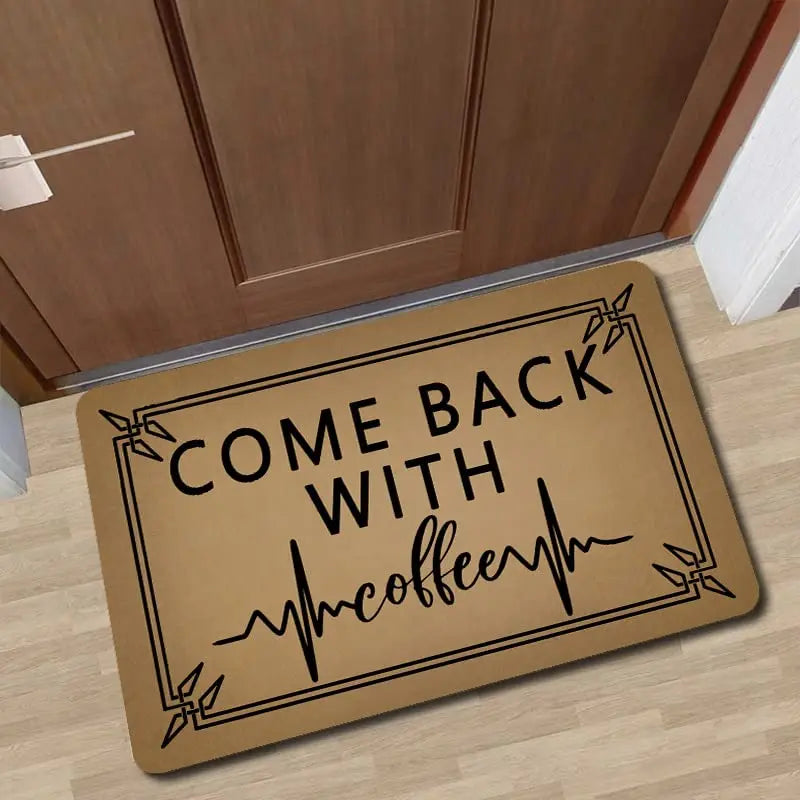 tapis marron clair motif graphique antidérapant moderne résistant bactéries extérieur entrée sol