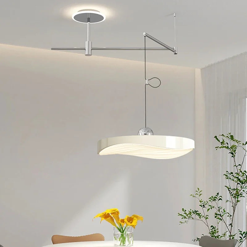 suspension lumineuse moderne rouge blanc noir vert rayures horizontales opaques eyelets led