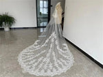 voile mariée blanc broderie florale deux couches dentelle translucide classique femme