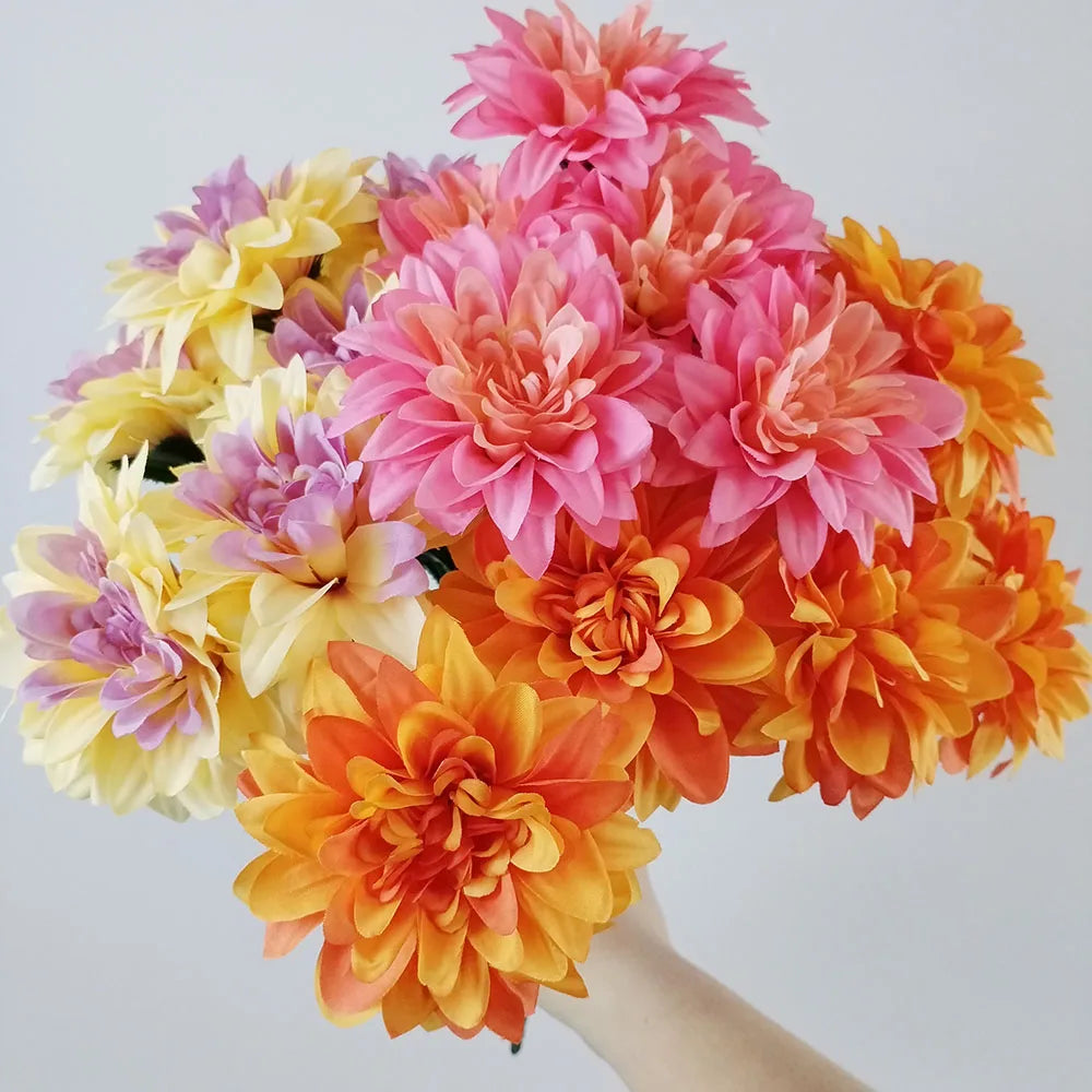décoration intérieure bouquet fleurs artificielles jaune rose orange blanc vert mariage anniversaire chambre