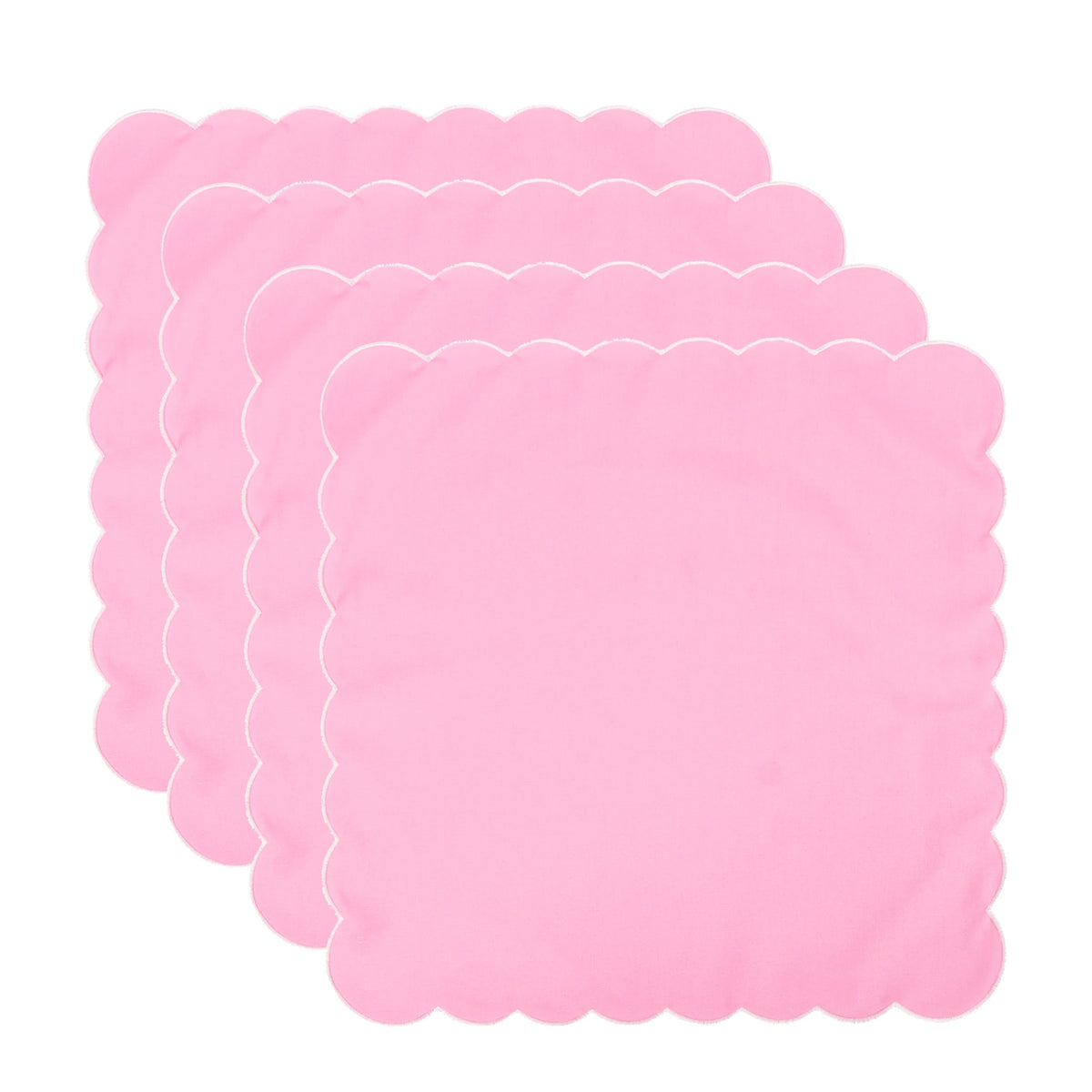 serviettes table classiques fleurs roses jaunes bordure bleue coton rose vert blanc