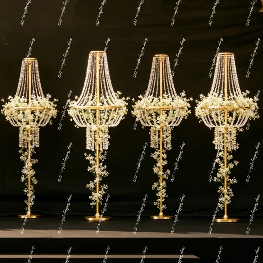 lampe table dorée strass élégante chaînettes pendantes classique base solide festive anniversaire mariage