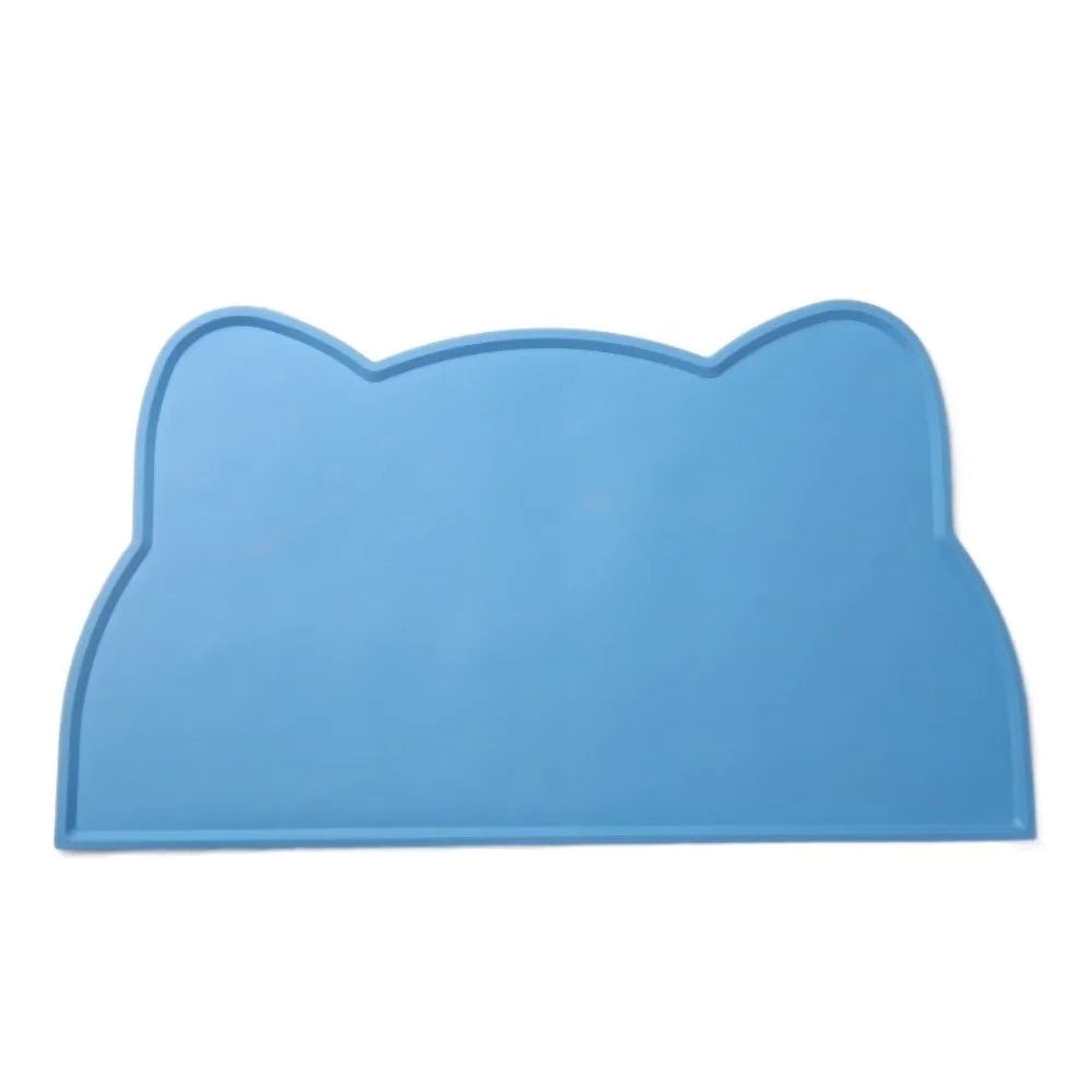 tapis repas animaux compagnie gris bleu orange rose moderne imperméable caoutchouc bols easy clean