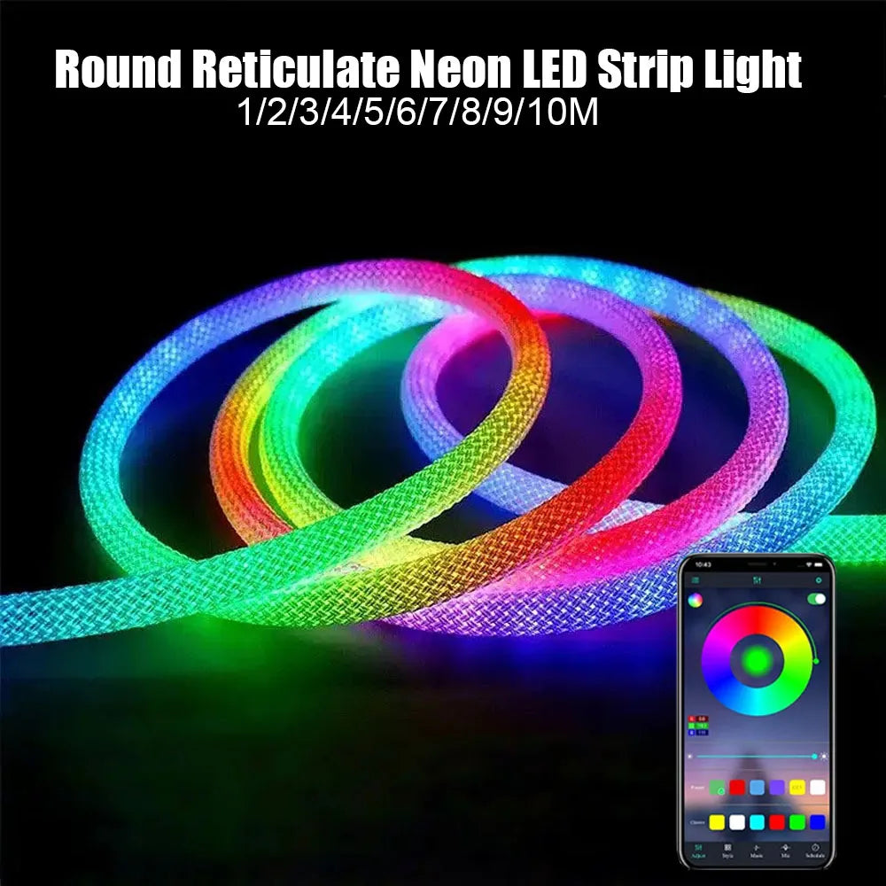 ruban led néon multicolore moderne flexible contrôleur usb app bluetooth ip67 étanche 360 lumiere