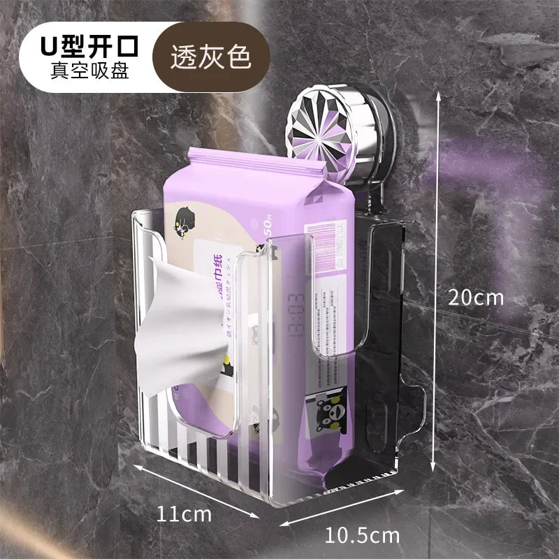porte papier toilette mural transparent ventouse sans perçage ouverture fluide anti blocage moderne minimaliste