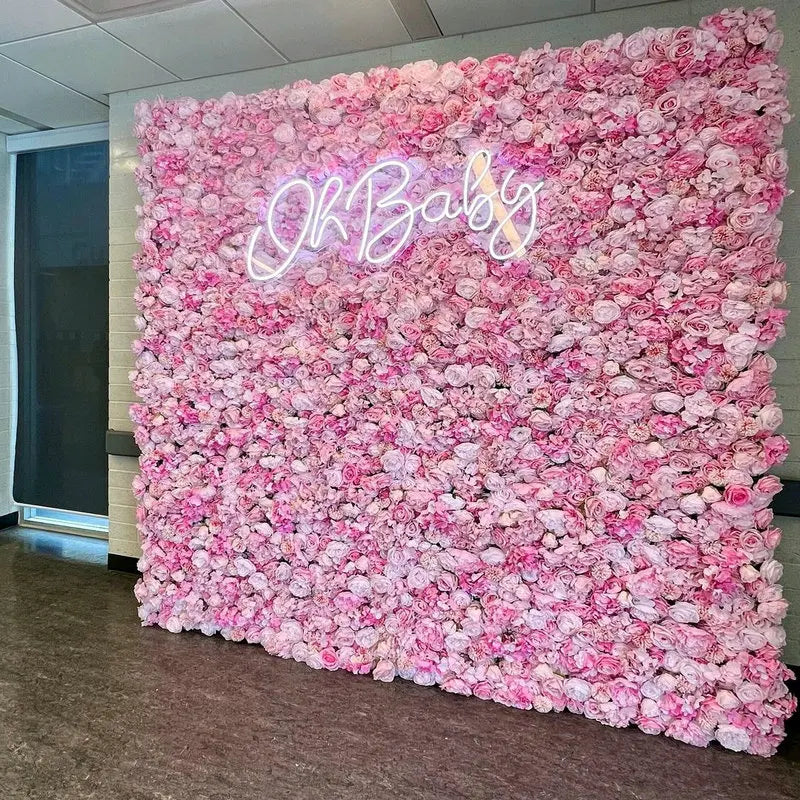 mur fleurs artificielles roses blanches décoration mariage fête anniversaire décor mural moderne