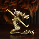 statuette sirène dorée peau poisson cheveux ondulés classique décoration maison artisanat figurine miniatureOpaqueDecorationArtCraftFigureMiniature