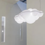 luminaire suspendu nuage moderne sphères lumineuses transparence partielle minimaliste fixations câbles métalliques