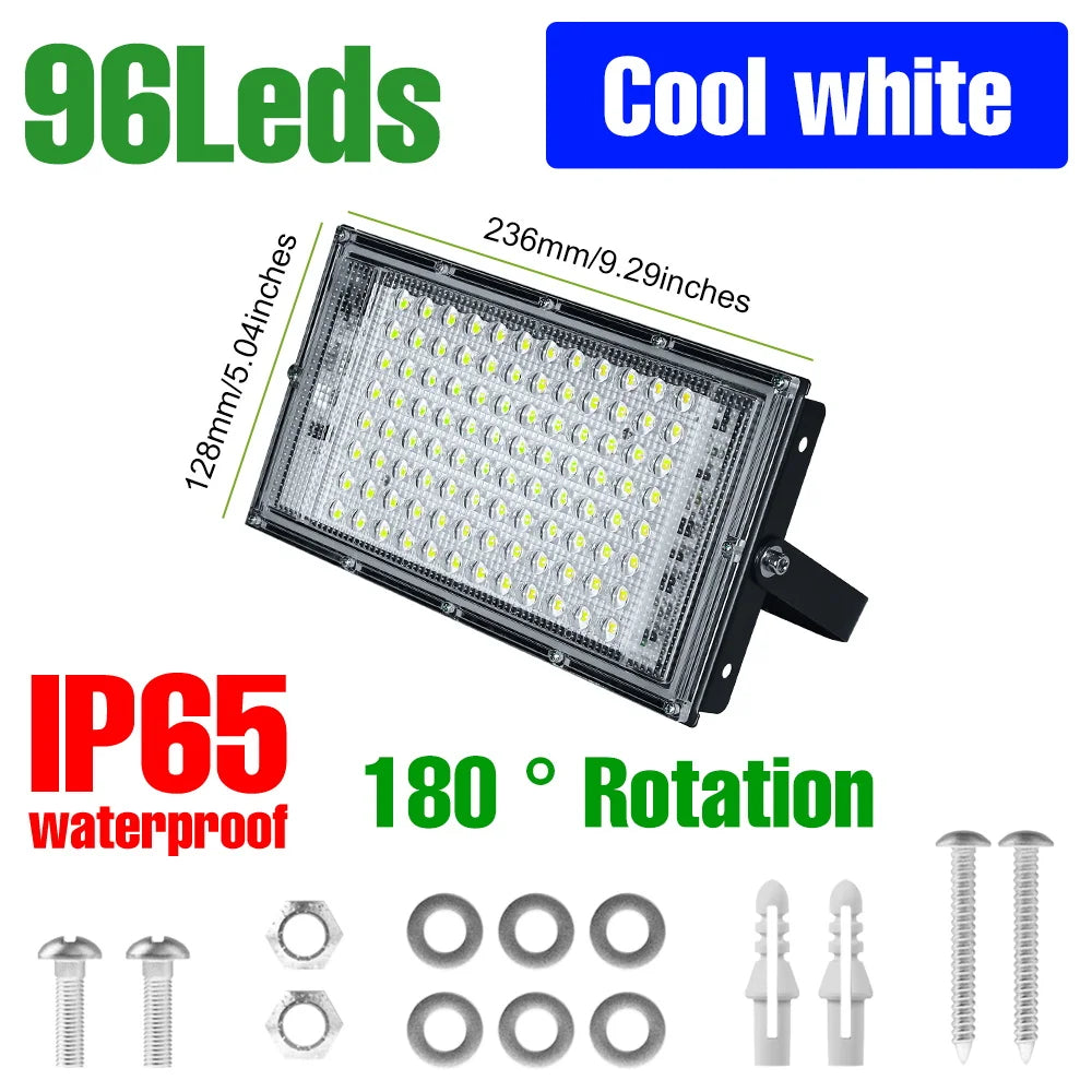 projecteur led moderne 200w ip65 extérieur blanc froid noir vis haute luminosité adjustable