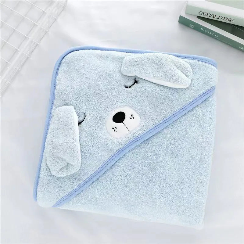 serviette bain bébé motif animaux ours éléphant chat doux décoration rose beige gris