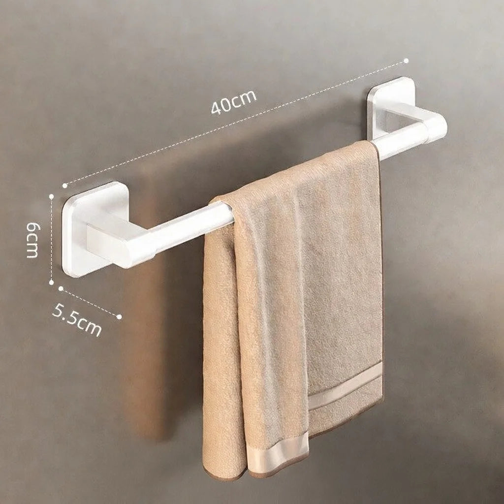 porte serviettes mural aluminium argenté lisse moderne adhésif salle bain simple robuste 30cm 40cm