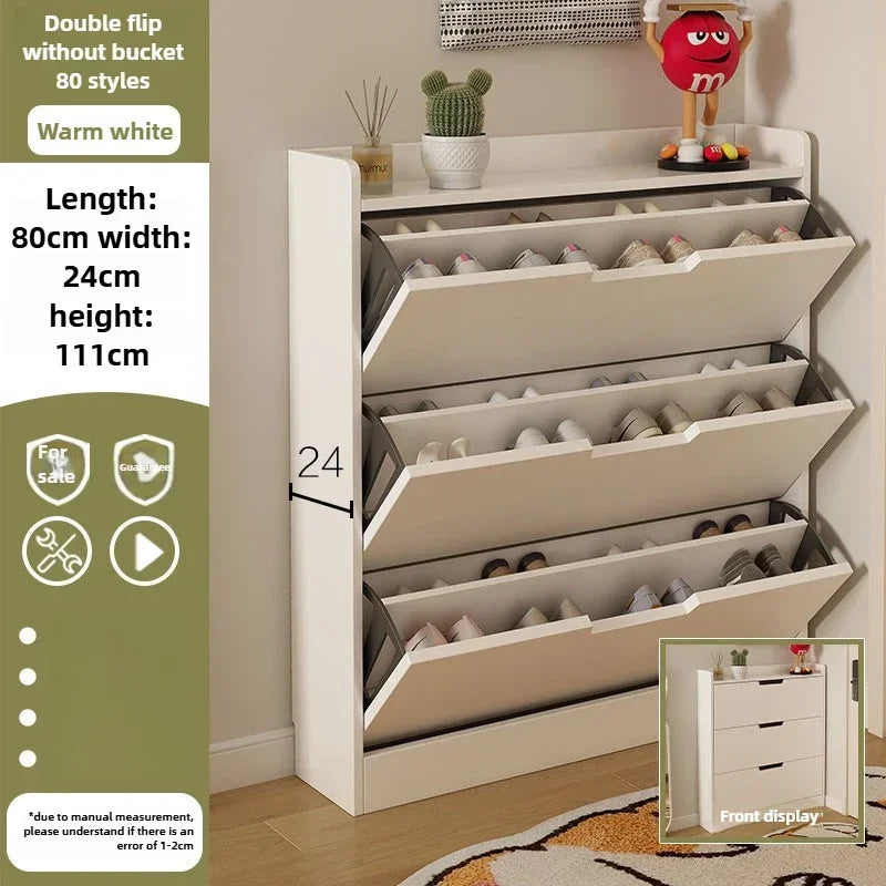 armoire chaussures moderne beige clair tiroirs rangement chaussures objets multifonction bois MDF
