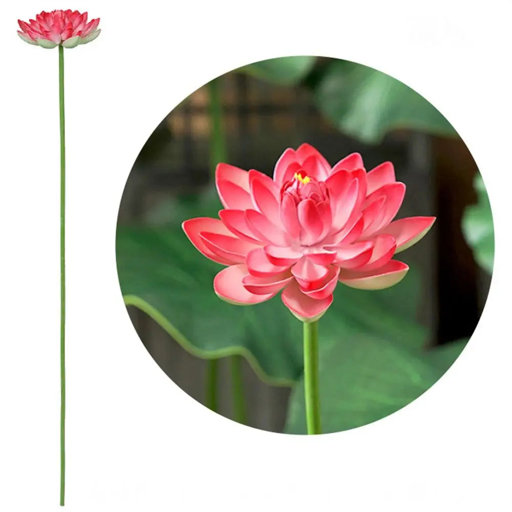 fleur artificielle lotus tige longue décoration intérieure vert rose blanc naturel détaillé Pods Feuilles