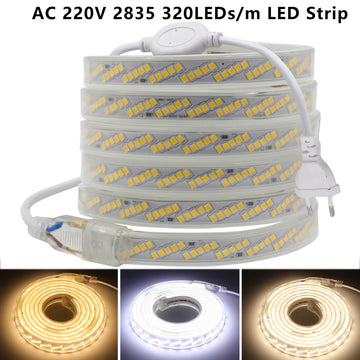 Ruban LED étanche IP65 320 LED/mètre avec prise EU