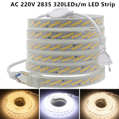 Ruban LED étanche IP65 320 LED/mètre avec prise EU