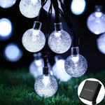 guirlande lumineuse solaire cristal blanc doré décor jardin extérieur fête noël led