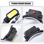 lampe frontale rechargeable led noire jaune clip moderne camping pêche randonnée usb