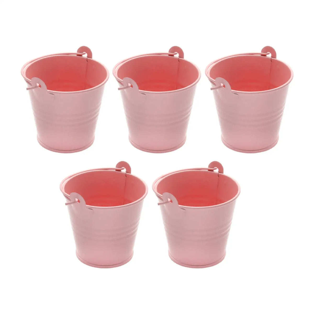 petits seaux métal galvanisé blanc rose bleu rouge violet vert orange jaune anneaux métalliques