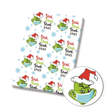 papier cadeau noël grinch rouge vert flocons neige motif dessin animé fête hiver