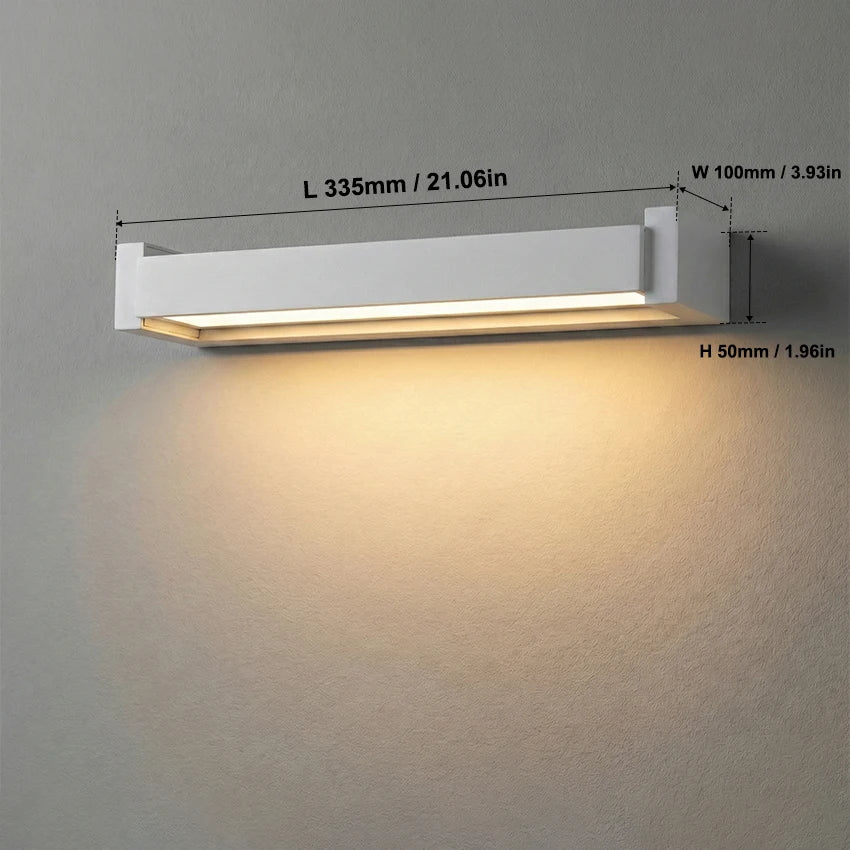 lampe murale led moderne ip65 350 rotatable noir verre trempé 235mm 335mm