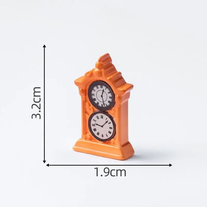 horloges miniatures vintage accessoires résine orange noir marron jaune classiques détaillées aiguilles cadres motifs