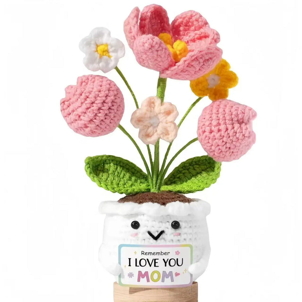 fleurs crochet vert rose jaune créatives support bois decoration maison