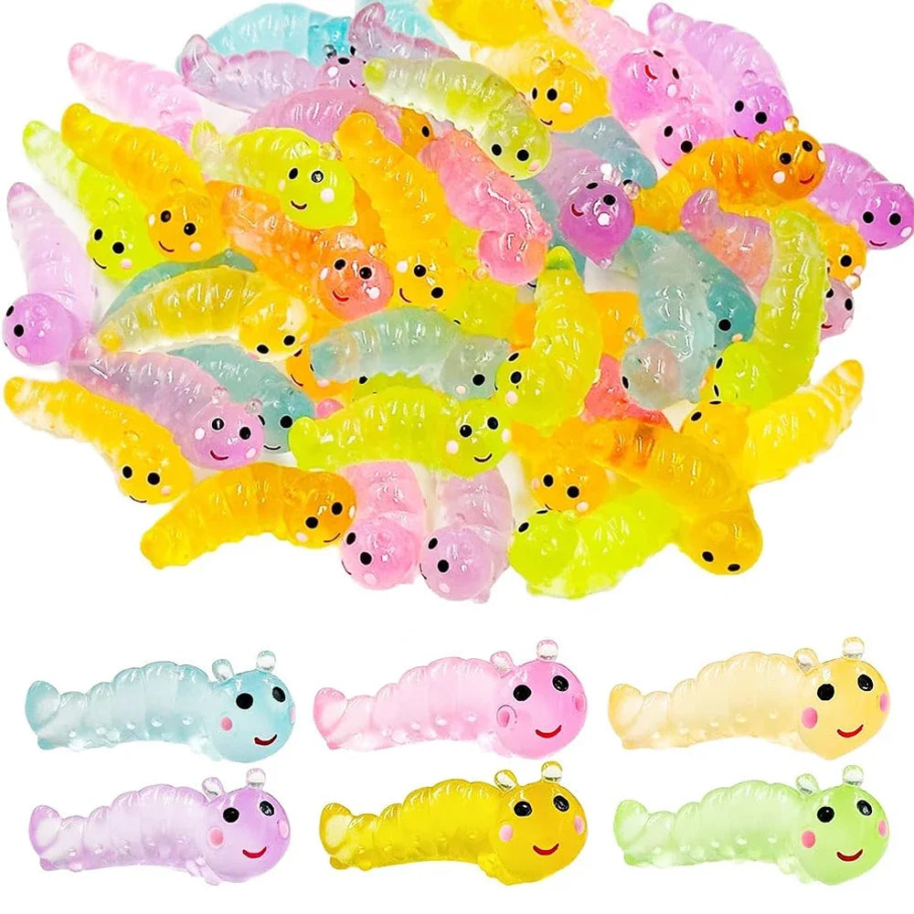 jouets résine vers souriants animaux miniature vert bricolage décoration jardin féerique pastorale